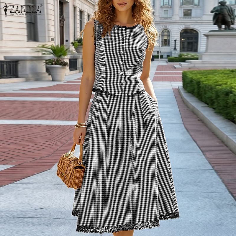 Sewing Vest - Elegant Women 2 Pieces Sets ZANZEA