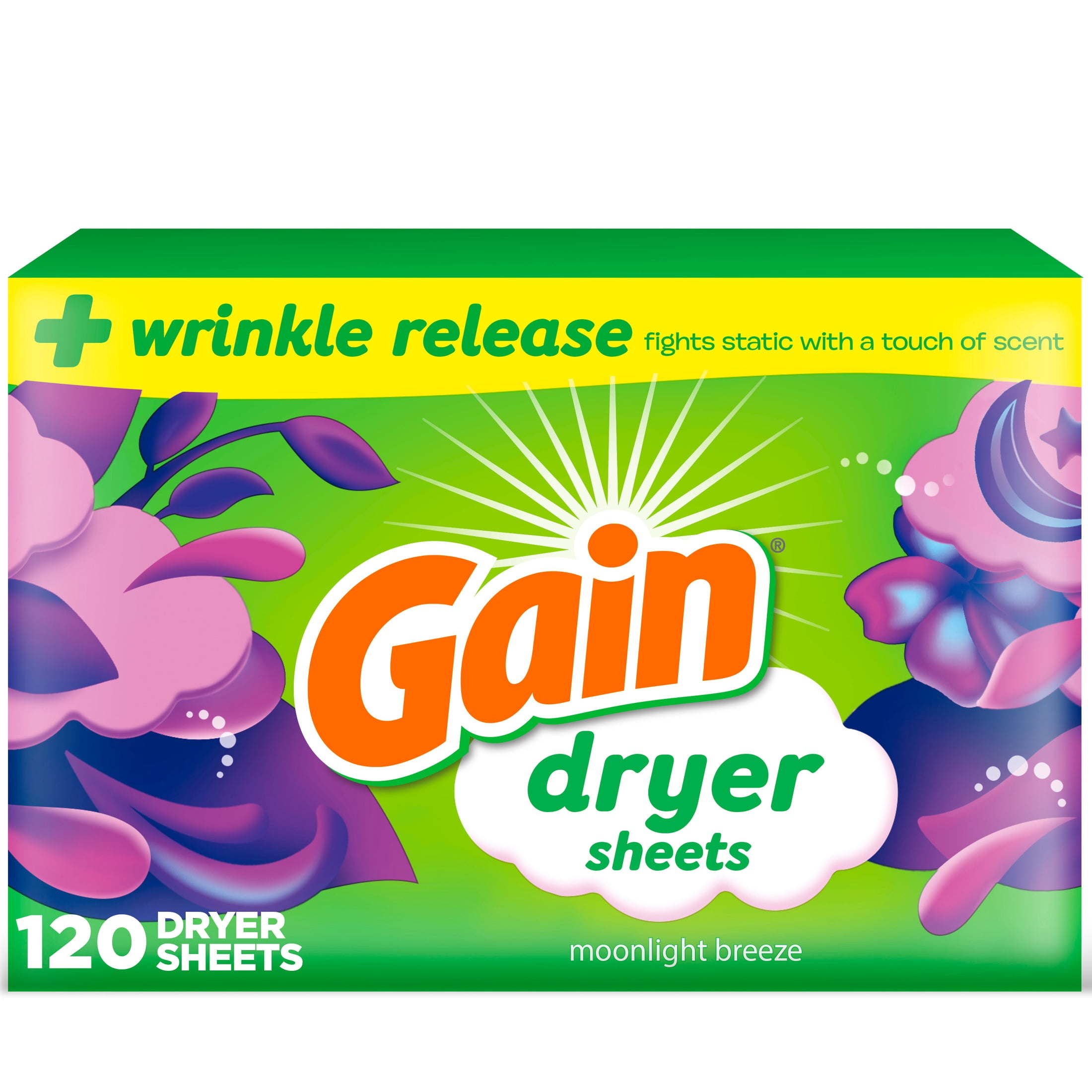Fabric Softener Sheet - Gain Dryer Sheets, Moonlight Breeze Long