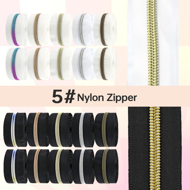 Textile And Sewing Supply - 5/10/20Meters Black/White Zipper Tape 5# Nylon