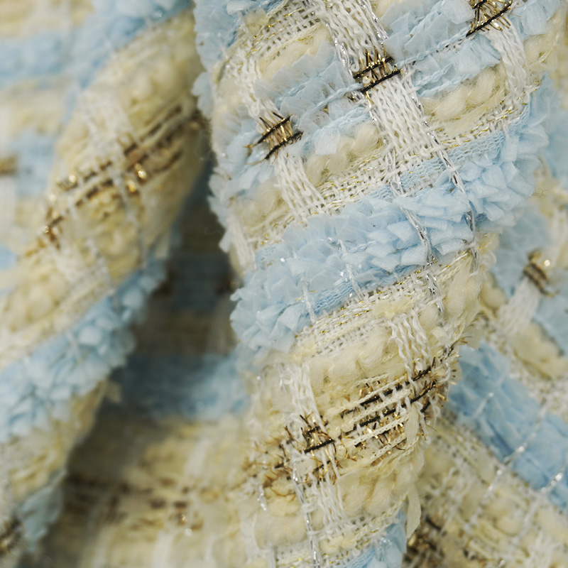 Light Blue Beige Plaid Bouclé  - Sewing Tweed recension och pris