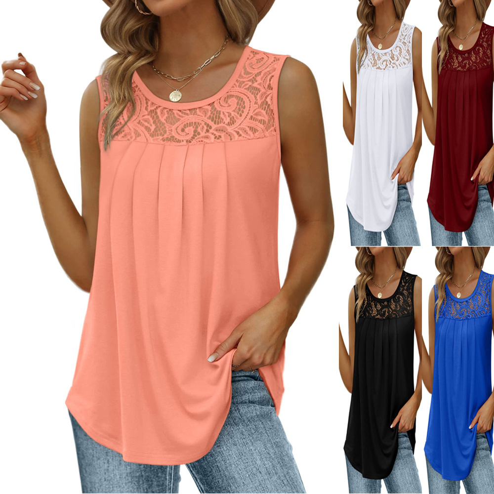 Women's Sleeveless Lace Patchw - Sewing Vest recension och pris