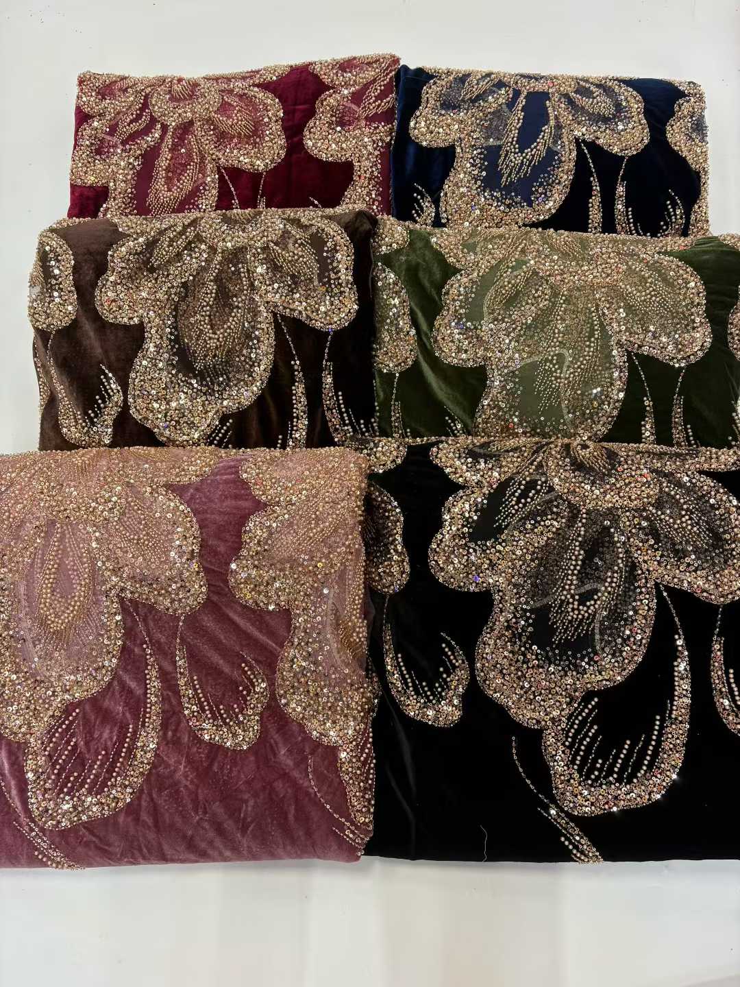 African Velvet Beaded Heavy La - Sewing Velvet Fabric recension och pris