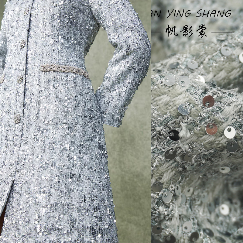 Silver Gray Glitter Sequins Tw - Sewing Tweed recension och pris
