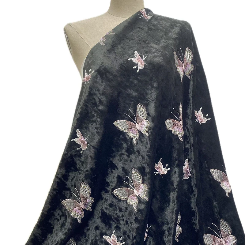 Velvet Colorful Butterfly Embr - Sewing Velvet Fabric recension och pris