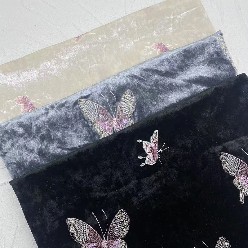Velvet Colorful Butterfly Embr - Sewing Velvet Fabric recension och pris
